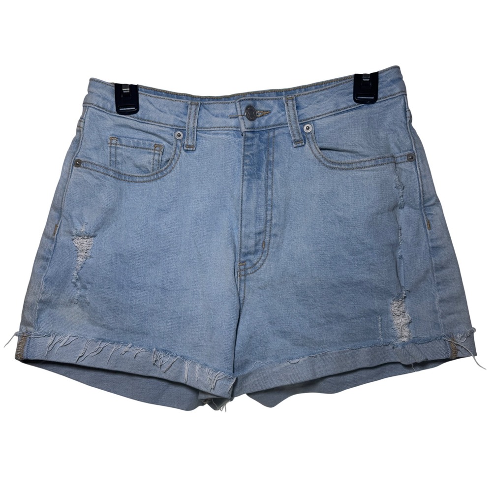 Wild Fable Super High Rise Rolled Cuff Distressed Denim Shorts Light Wash Size 6